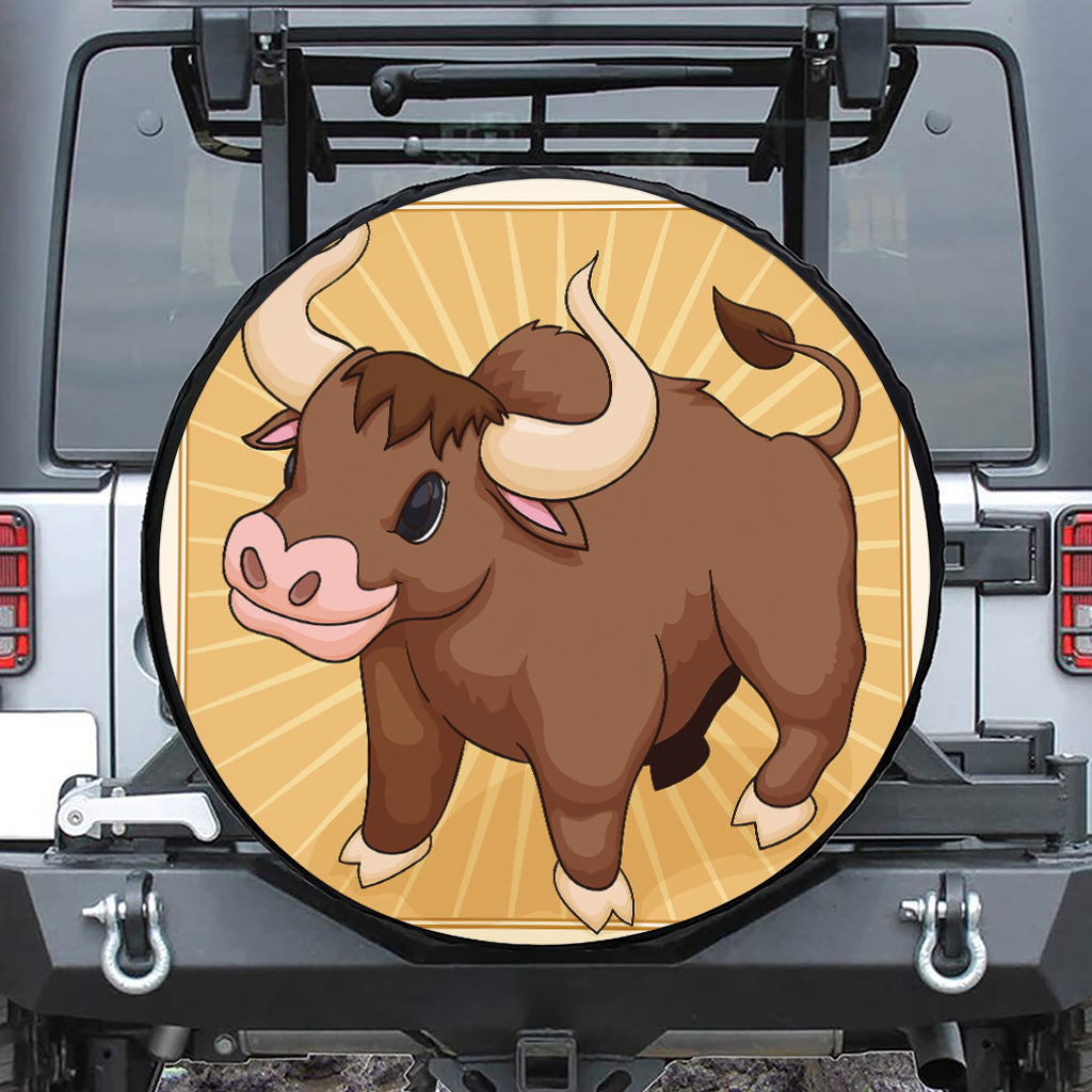 Cute Chinese Ox Zodiac Print Tire Cover