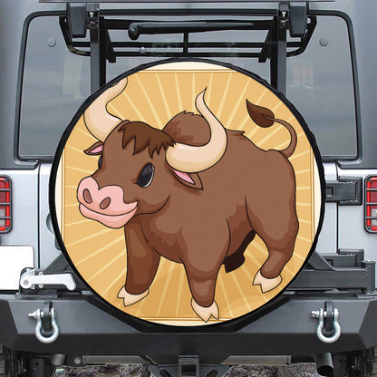 Cute Chinese Ox Zodiac Print Tire Cover