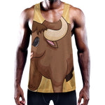 Cute Chinese Ox Zodiac Print Training Tank Top