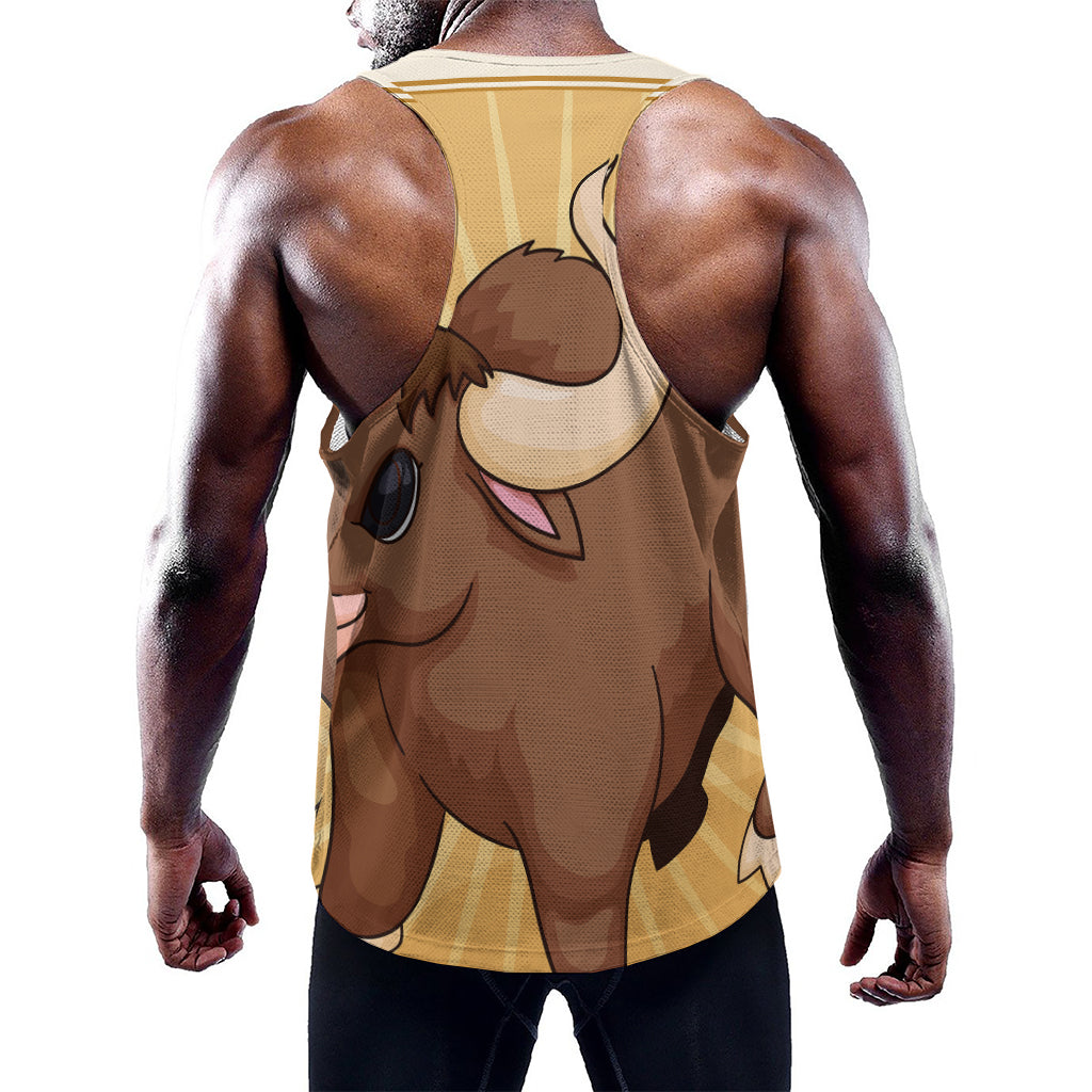 Cute Chinese Ox Zodiac Print Training Tank Top