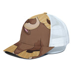 Cute Chinese Ox Zodiac Print White Mesh Trucker Cap