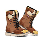 Cute Chinese Ox Zodiac Print Winter Boots
