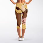 Cute Chinese Ox Zodiac Print Women's Capri Leggings