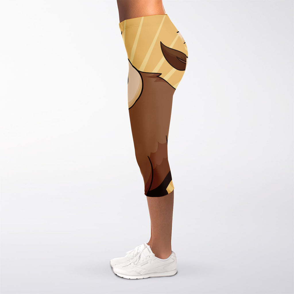 Cute Chinese Ox Zodiac Print Women's Capri Leggings