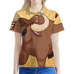 Cute Chinese Ox Zodiac Print Women's Polo Shirt