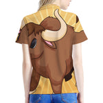Cute Chinese Ox Zodiac Print Women's Polo Shirt