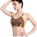Cute Chinese Ox Zodiac Print Women's Sports Bra