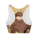 Cute Chinese Ox Zodiac Print Women's Sports Bra