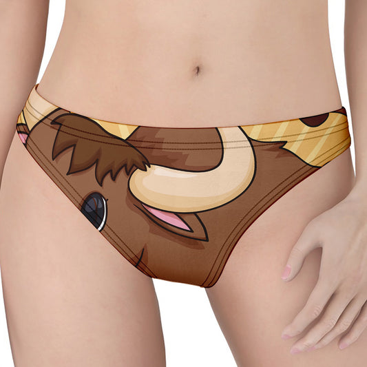 Cute Chinese Ox Zodiac Print Women's Thong