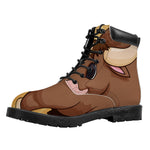 Cute Chinese Ox Zodiac Print Work Boots
