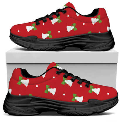 Cute Christmas Bell Pattern Print Black Chunky Shoes
