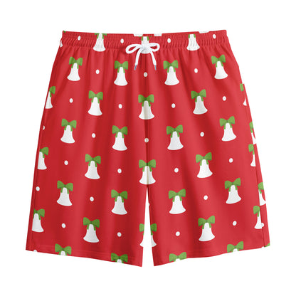 Cute Christmas Bell Pattern Print Cotton Shorts