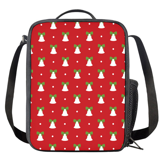 Cute Christmas Bell Pattern Print Crossbody Lunch Bag