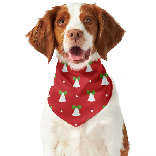 Cute Christmas Bell Pattern Print Dog Bandana