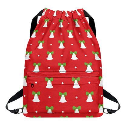 Cute Christmas Bell Pattern Print Drawstring Backpack