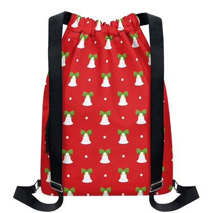 Cute Christmas Bell Pattern Print Drawstring Backpack