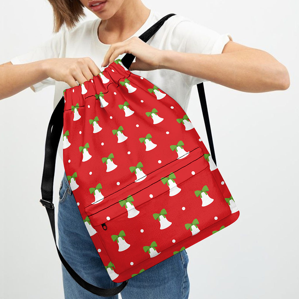 Cute Christmas Bell Pattern Print Drawstring Backpack