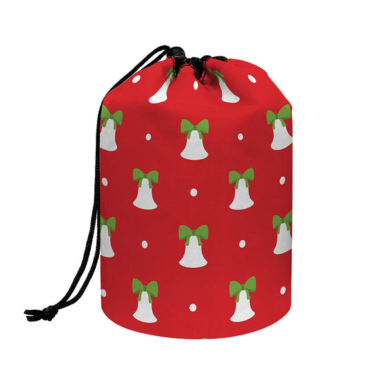 Cute Christmas Bell Pattern Print Drawstring Makeup Bag