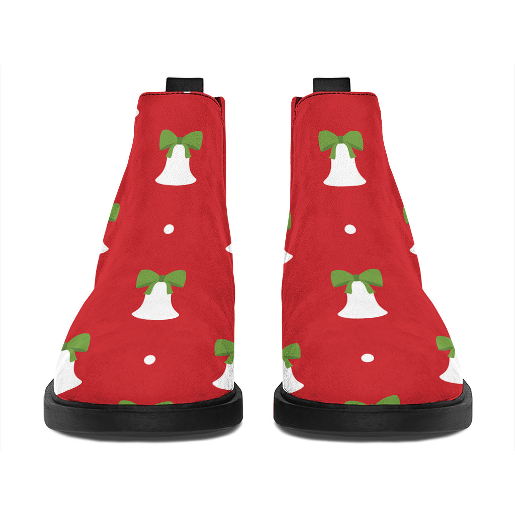 Cute Christmas Bell Pattern Print Flat Ankle Boots
