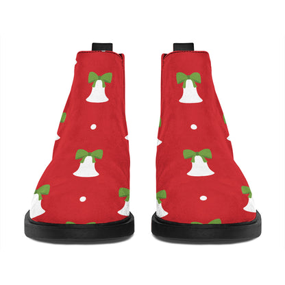 Cute Christmas Bell Pattern Print Flat Ankle Boots