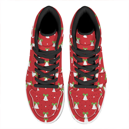Cute Christmas Bell Pattern Print High Top Leather Sneakers