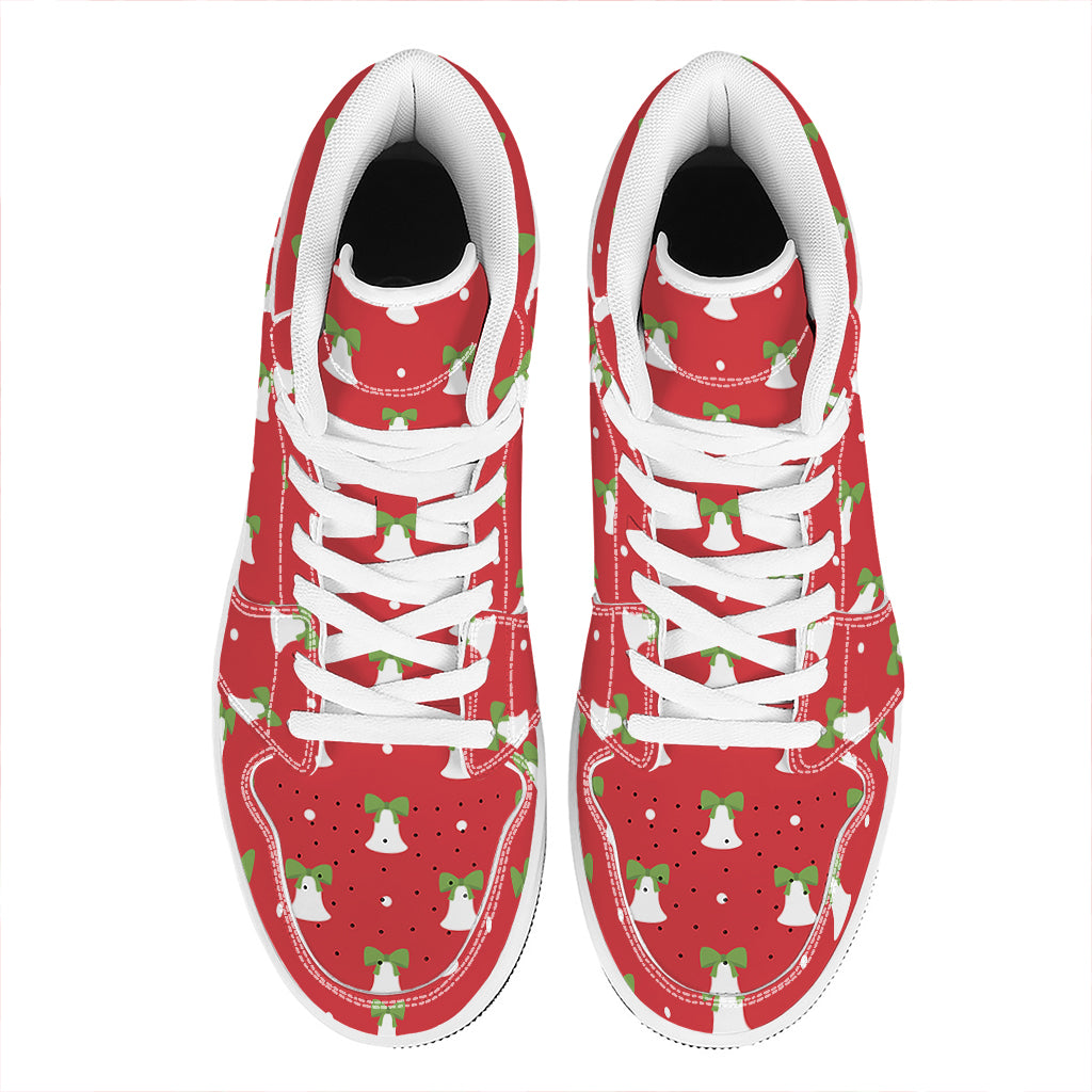 Cute Christmas Bell Pattern Print High Top Leather Sneakers