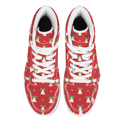 Cute Christmas Bell Pattern Print High Top Leather Sneakers