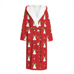 Cute Christmas Bell Pattern Print Hooded Bathrobe