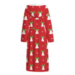 Cute Christmas Bell Pattern Print Hooded Bathrobe
