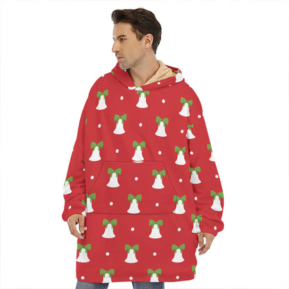 Cute Christmas Bell Pattern Print Hoodie Blanket