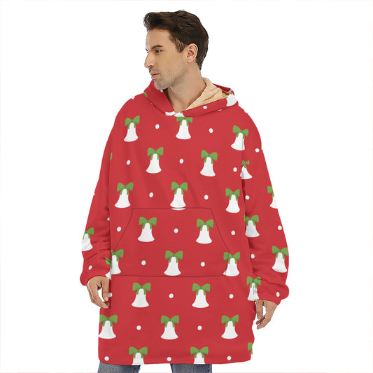 Cute Christmas Bell Pattern Print Hoodie Blanket