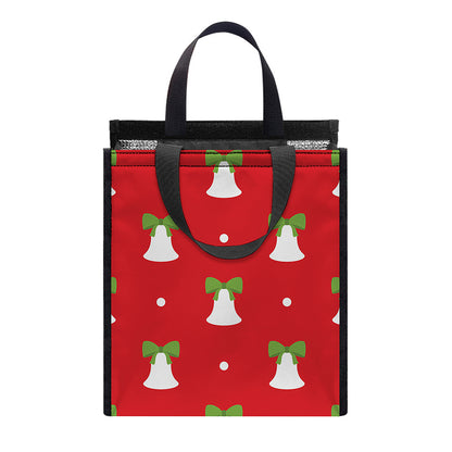 Cute Christmas Bell Pattern Print Insulated Lunch Tote