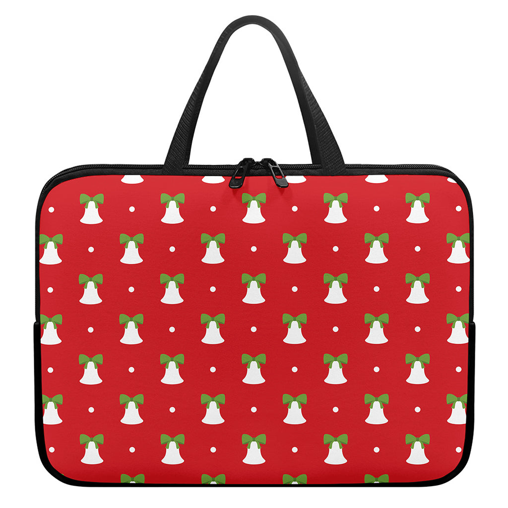 Cute Christmas Bell Pattern Print Laptop Sleeve With Handle