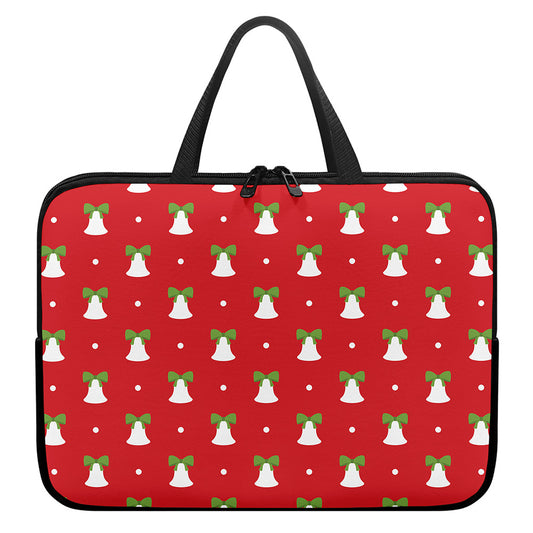 Cute Christmas Bell Pattern Print Laptop Sleeve With Handle