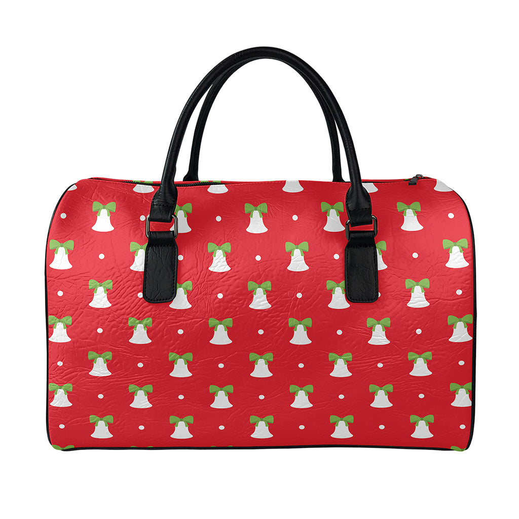 Cute Christmas Bell Pattern Print Leather Duffle Bag