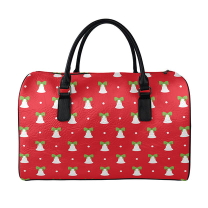 Cute Christmas Bell Pattern Print Leather Duffle Bag