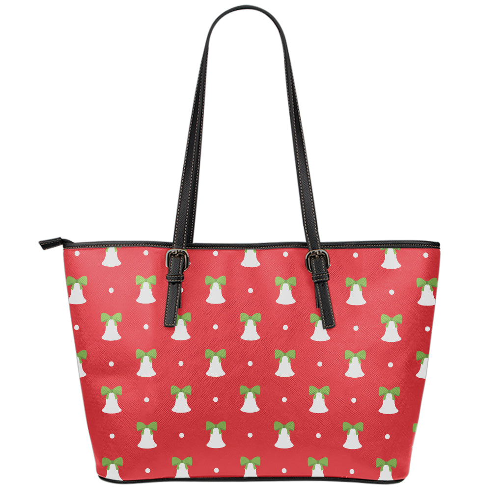 Cute Christmas Bell Pattern Print Leather Tote Bag