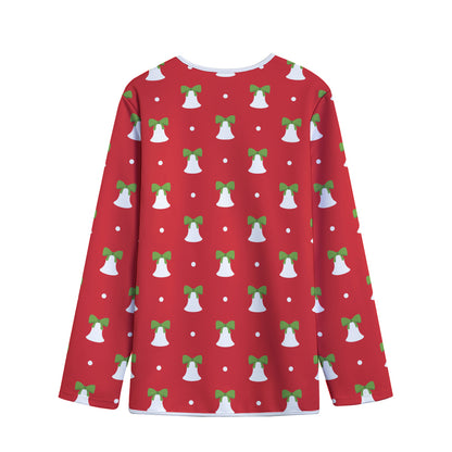Cute Christmas Bell Pattern Print Long Sleeve Short Coat