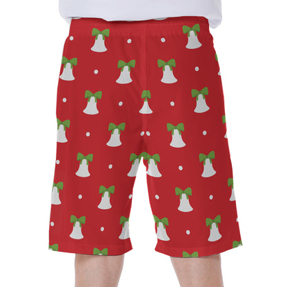 Cute Christmas Bell Pattern Print Men's Beach Shorts