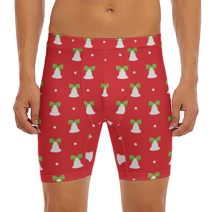 Cute Christmas Bell Pattern Print Men's Long Boxer Briefs