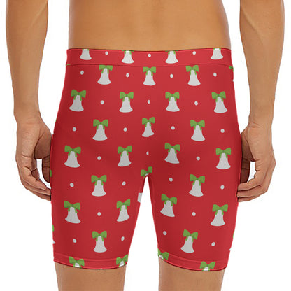 Cute Christmas Bell Pattern Print Men's Long Boxer Briefs