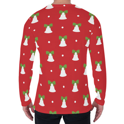 Cute Christmas Bell Pattern Print Men's Long Sleeve T-Shirt