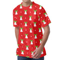 Cute Christmas Bell Pattern Print Men's Velvet T-Shirt