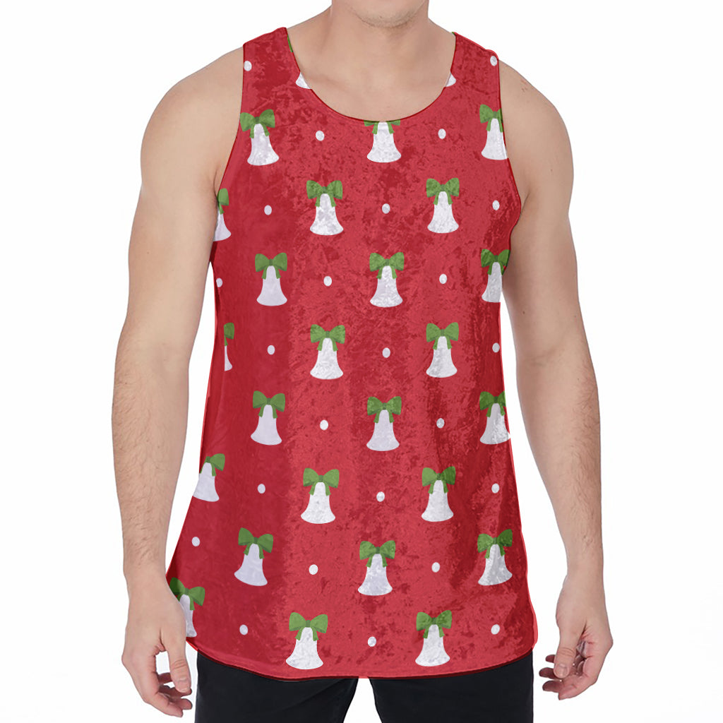Cute Christmas Bell Pattern Print Men's Velvet Tank Top