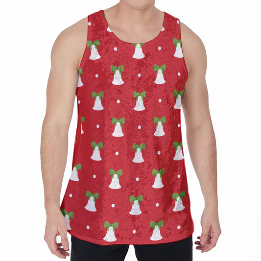 Cute Christmas Bell Pattern Print Men's Velvet Tank Top