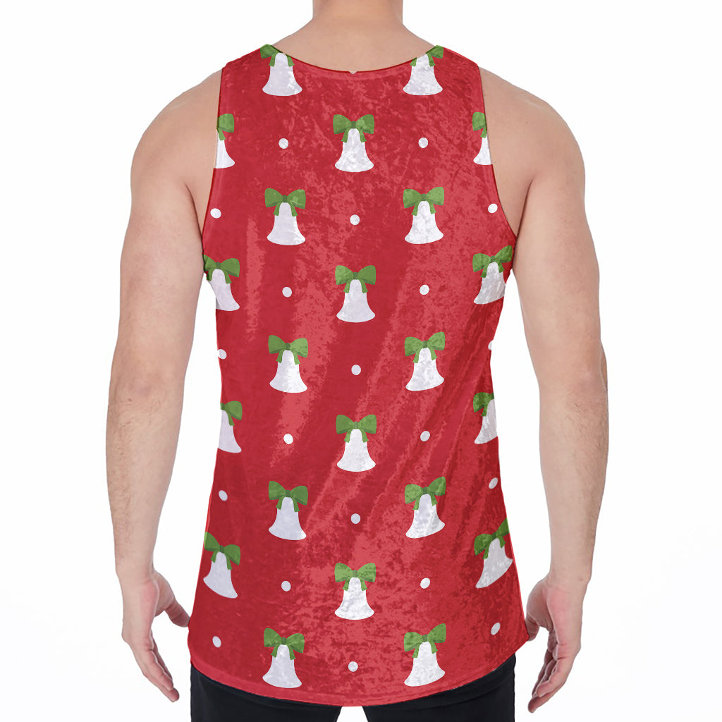 Cute Christmas Bell Pattern Print Men's Velvet Tank Top