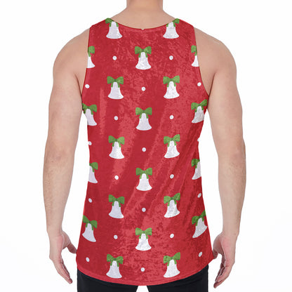 Cute Christmas Bell Pattern Print Men's Velvet Tank Top