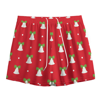 Cute Christmas Bell Pattern Print Mesh Shorts