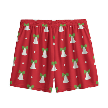 Cute Christmas Bell Pattern Print Mesh Shorts