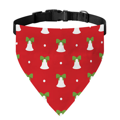 Cute Christmas Bell Pattern Print Over The Collar Dog Bandana
